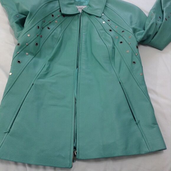 Pamela Mc Coy Vintage Leather Hourglass Blazer Jacket Size XS - Picture 8 of 8